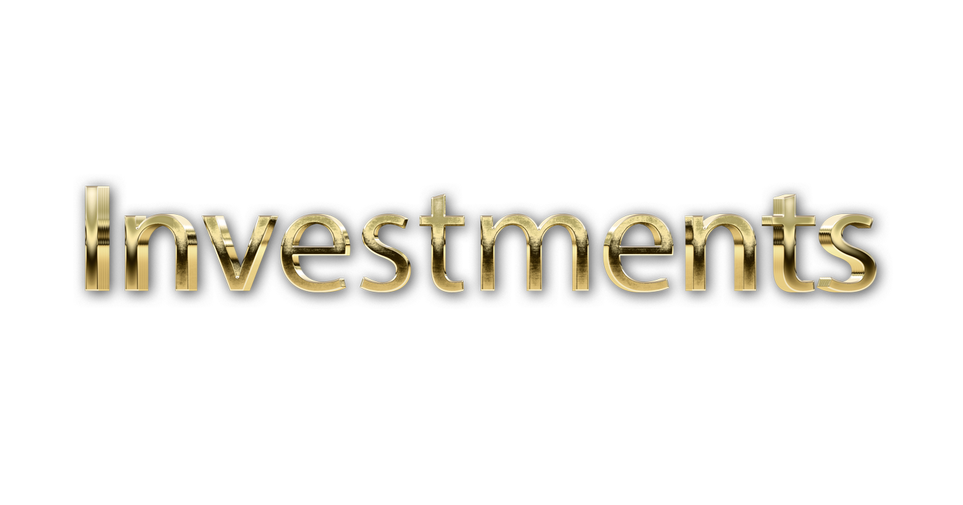 3D WORD INVESTMENTS gold text effects art typography PNG images free
